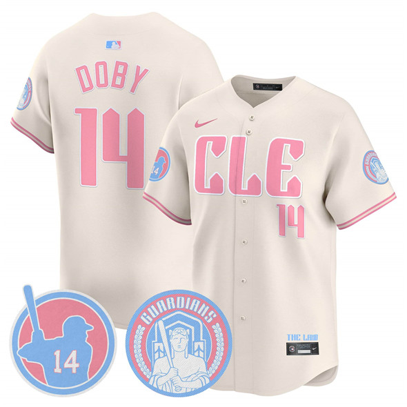 Youth Cream Cleveland Guardians #14 Larry Doby Bubblegum Pink 2025 Vapor Limited Stitched Baseball Jersey